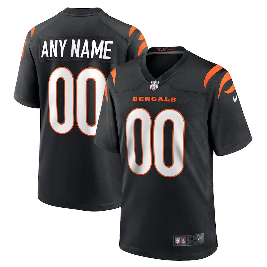 Men Cincinnati Bengals Nike Black Game Custom NFL Jersey->->Custom Jersey